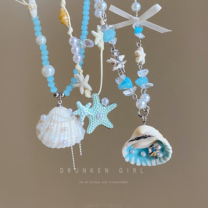 Wholesale Starfish Seashell Necklace Summer Vacation Collarbone Chain
