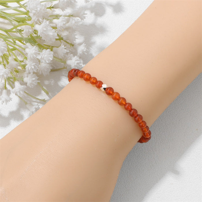 Wholesale 4mm stone bead bracelet with color retaining silver beads tiger' s eye and volcanic stone beads