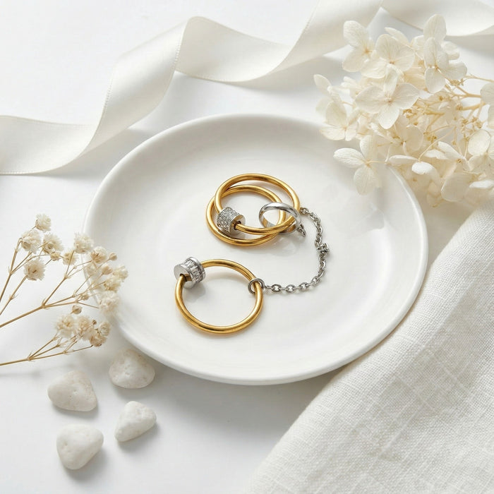 Wholesale Stainless steel Multi-Ring Interlocking Couple' s Rings