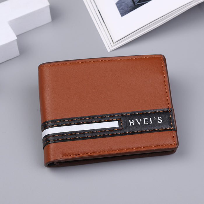 Wholesale PU Leather Men' s Bifold Wallet with Letter Design and Multiple Card Slots Stylish Everyday Accessory