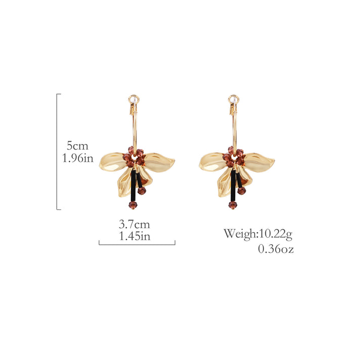 Wholesale Ballet Girl Fashion French Retro Alloy Flower Earrings Light Luxury High Sense Niche Elegant Earrings
