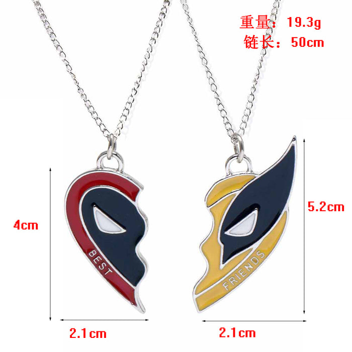 Wholesale Deadpool & Wolverine Deadpool 3 Wolverine Best Friend Necklace Spliced Heart Keychain JDC-KC-HeY014