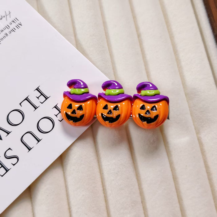 Wholesale Resin  Alligator Hair Clips Pumpkin Ghost Witch Hat For Kids Party