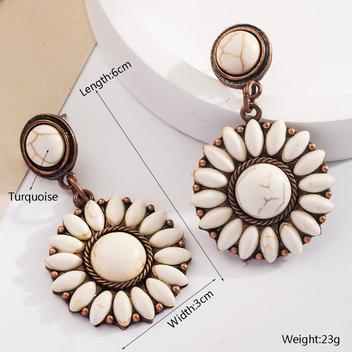 Wholesale Heart-shaped turquoise statement earrings