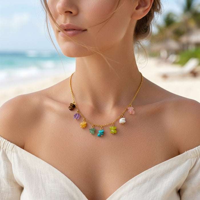 Wholesale Luxury jewelry,  colorful natural stone pendants,  accessories,  stainless steel necklaces