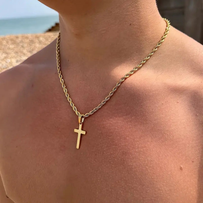 Wholesale Twist Chain Hip Hop Trendy Chain Chain Cross Pendant Men's Necklace