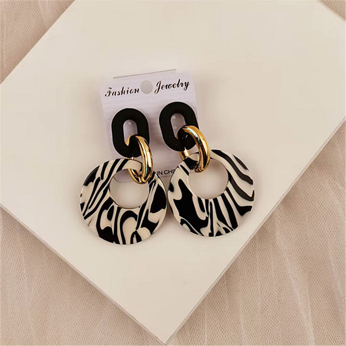 Wholesale Acrylic Geometric Leopard Circle Earrings JDC-ES-ChouD011