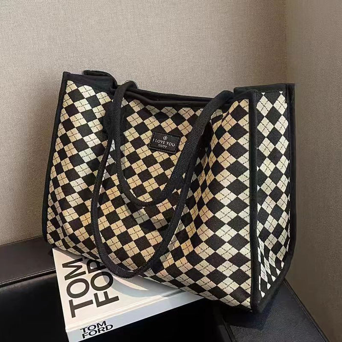 Wholesale Retro Checkerboard Underarm Bag Large Capacity All-match Portable Tote Bag Student Class Shoulder Bag