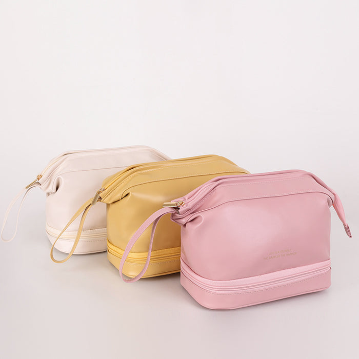 Wholesale Modern Cloud Design Double Layer Makeup Bag PU Leather Travel Toiletry Pouch Everyday Use And Gift