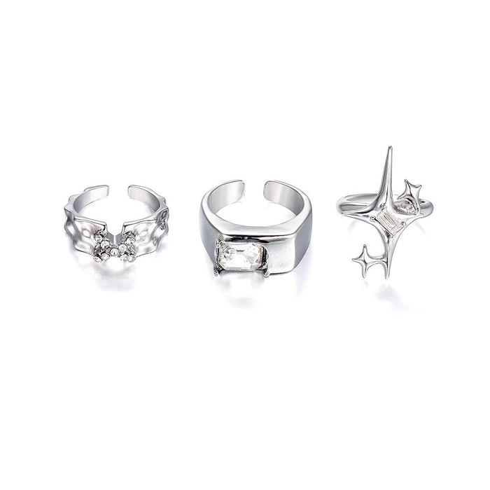 Wholesale Exaggerated lines gold irregular teardrop ring set