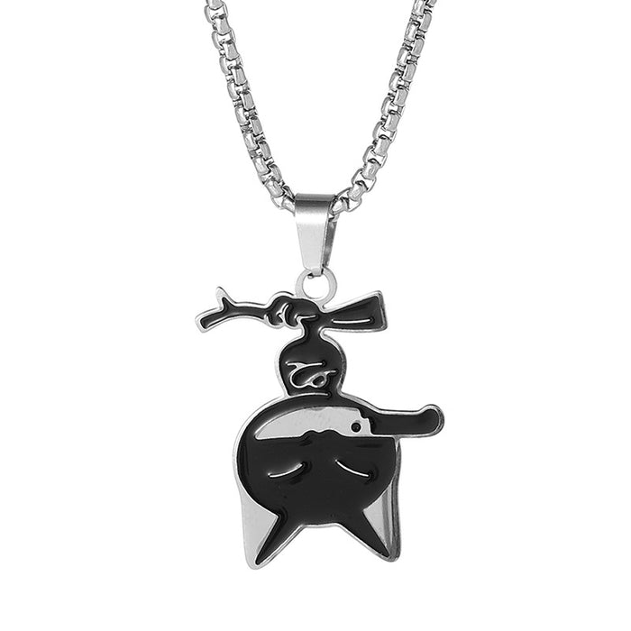 Wholesale  Stainless Steel Black Oil Dripping Knife Cat Necklace