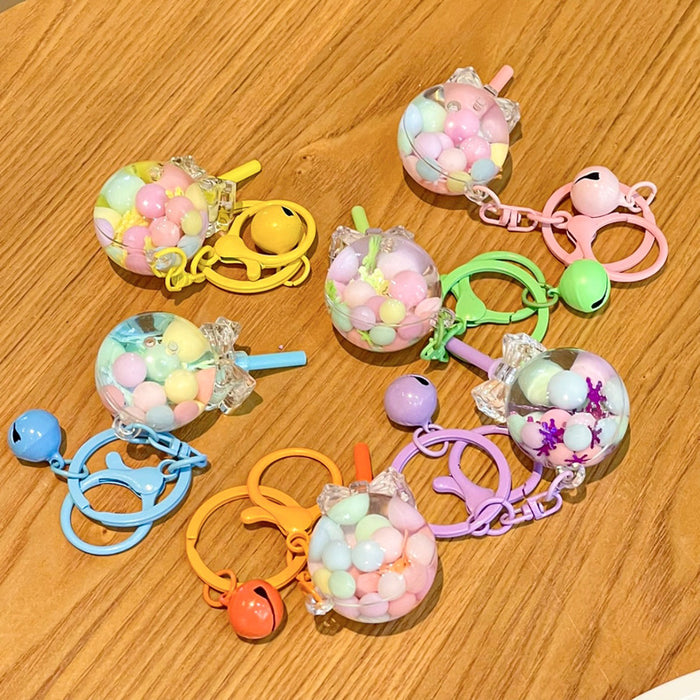 Wholesale Creative oil colored bead lollipop keychain cute cartoon car couple bag pendant small gift