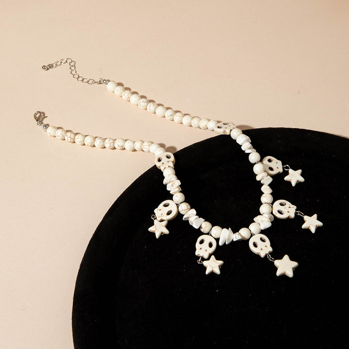 Wholesale Punk Style Skull Star Pendant Necklace Turquoise Vintage Accessory MOQ≥2