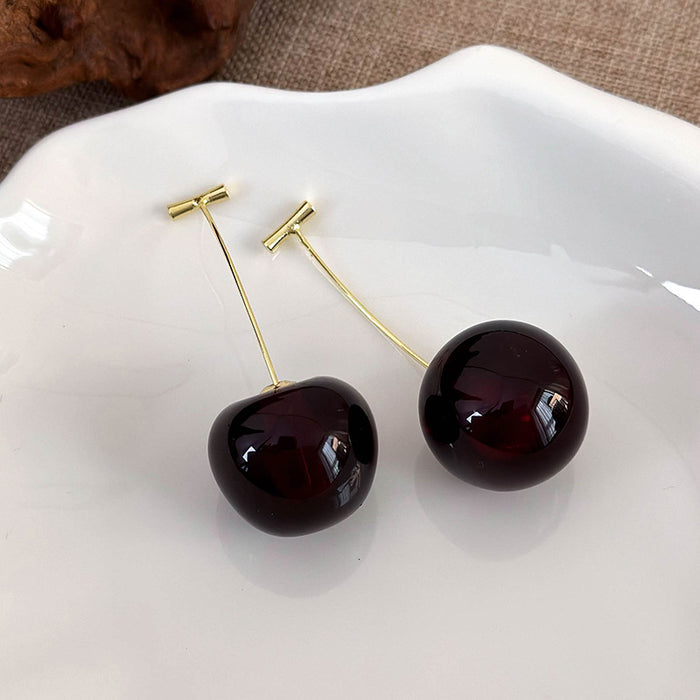 Wholesale Resin Cherry Earrings - Trendy Fruit Design Fashion Accessory
