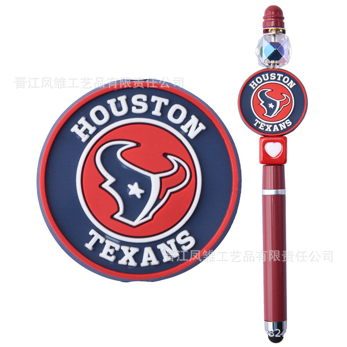 Wholesale 50pcs Rugby team series beads ballpoint pen beaded accessories fun stationery cartoon accessories detachable