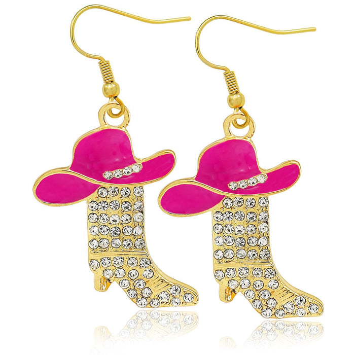 Wholesale Western boots earrings diamond pendant earrings