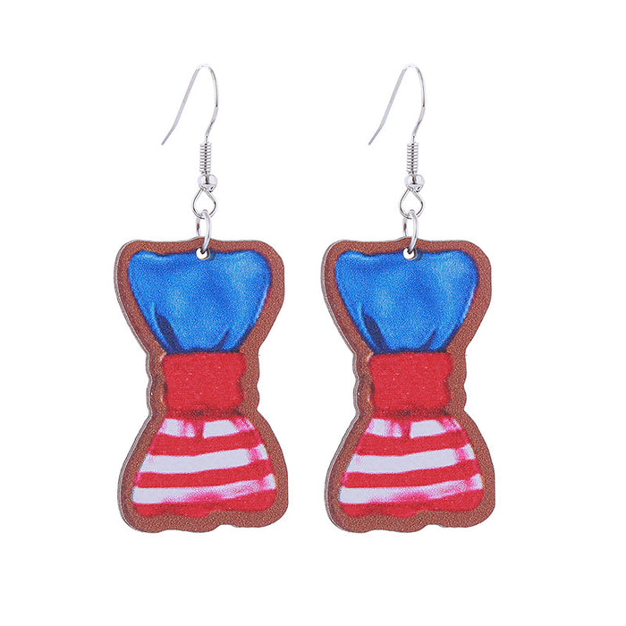 Wholesale Wooden Printed American Independence Day Earrings JDC-ES-ChouTteng013