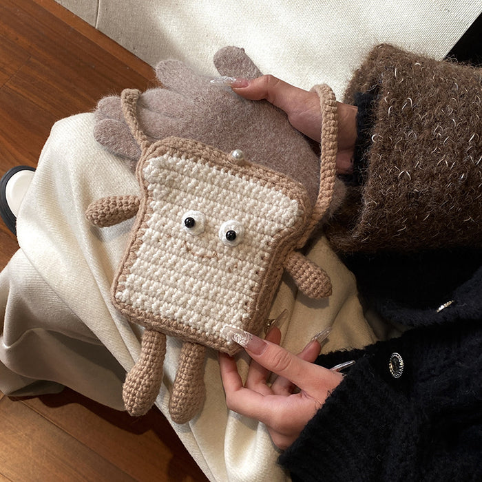 Wholesale Cartoon Cute Lamb Woven Bag Handmade Knitted Wool Bag Fashion Parent-Child Shoulder Crossbody Bag