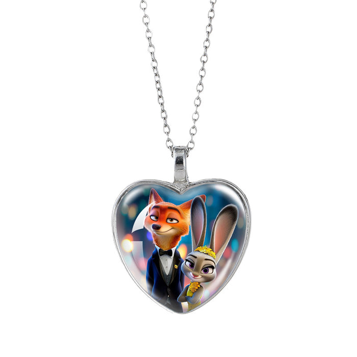 Wholesale Time Gem Heart Necklaces Pendant Sweater Chain Couple Gift