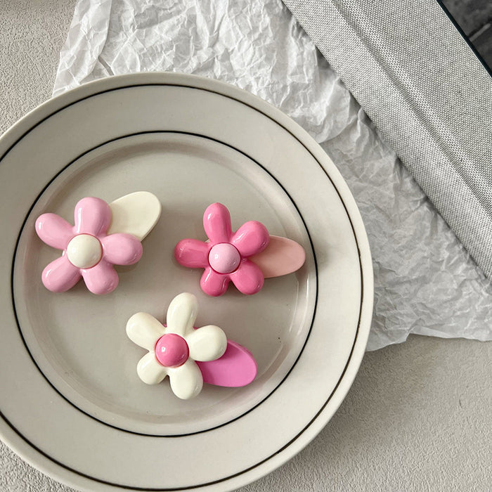 Wholesale pink niche flower hair clip bangs forehead clip hair accessories hair accessories