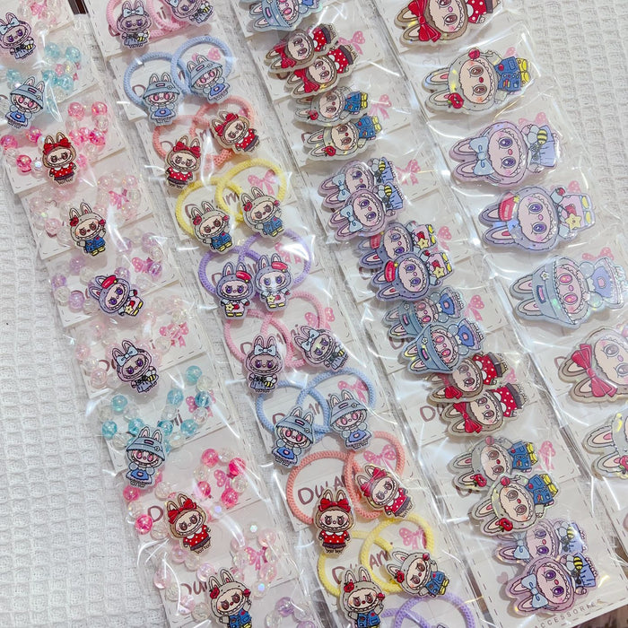 Wholesale 10pcs  New style hair accessories cute hairpin rubber band cartoon headdress bangs clip little girl bracelet hair ring hair rope