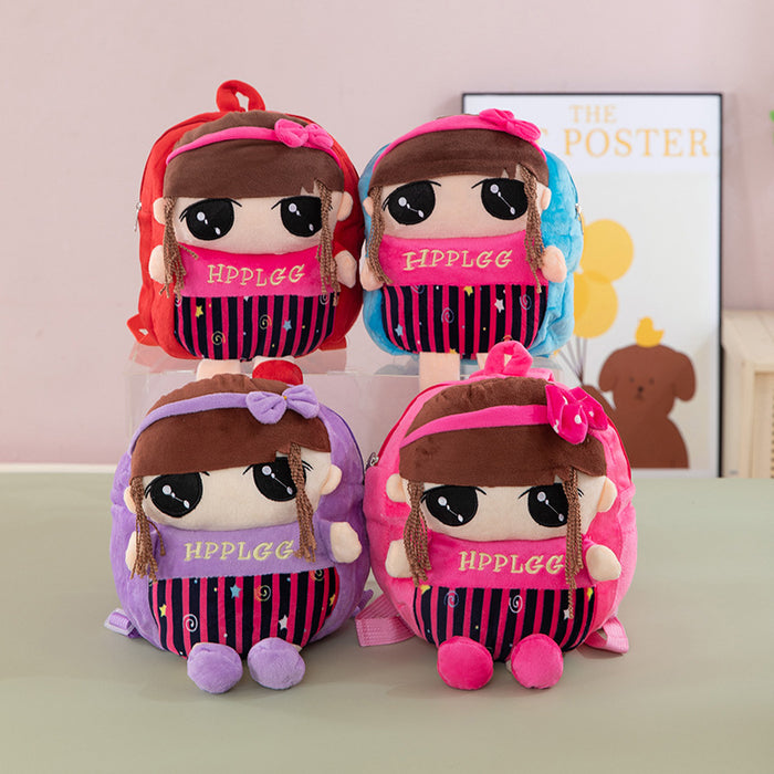 Wholesale Plush small backpack kindergarten school bag cartoon cute girl boy plush backpack