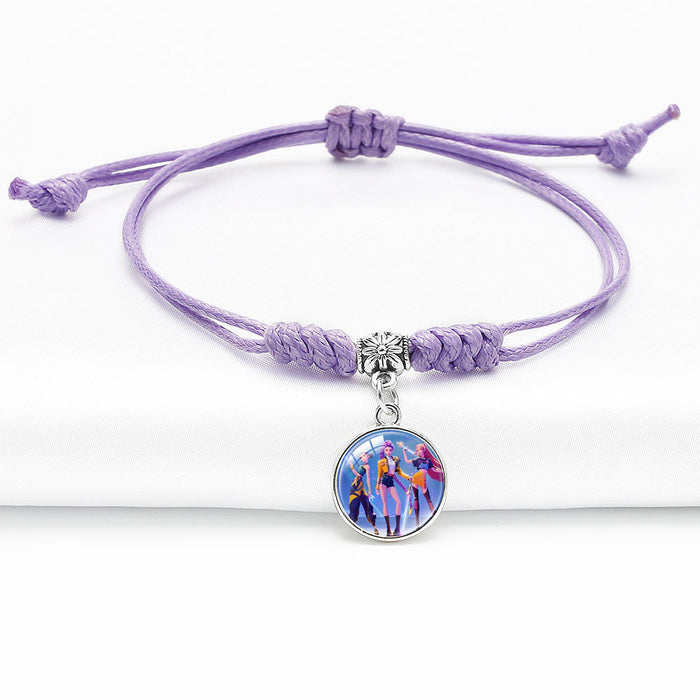 Wholesale KPOP Cartoon Pendant Multi-Color Adjustable Braided Bracelet