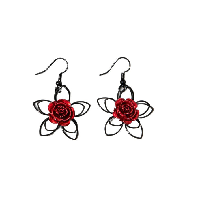 Wholesale Trendy Dark Flower Hollow Earrings Iron Alloy  Party Fashion Accessory MOQ≥2