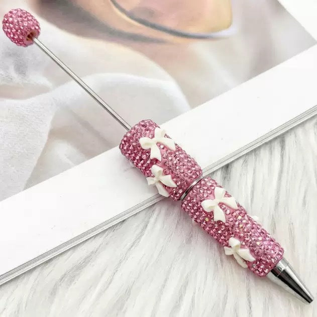Wholesale Rhinestone Bow Beaded Pen – DIY Creative Ballpoint Pen for Office,  minimum quantity: 2
