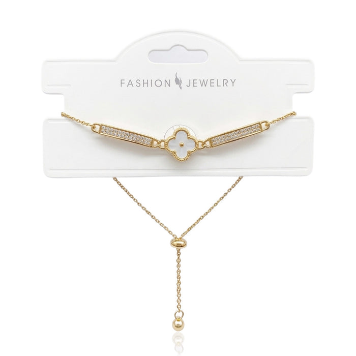 Wholesale Gold Plated Copper Zircon Shell Flower Bracelet Adjustable Women S Fashion Jewelry Accessory Boutique Resale