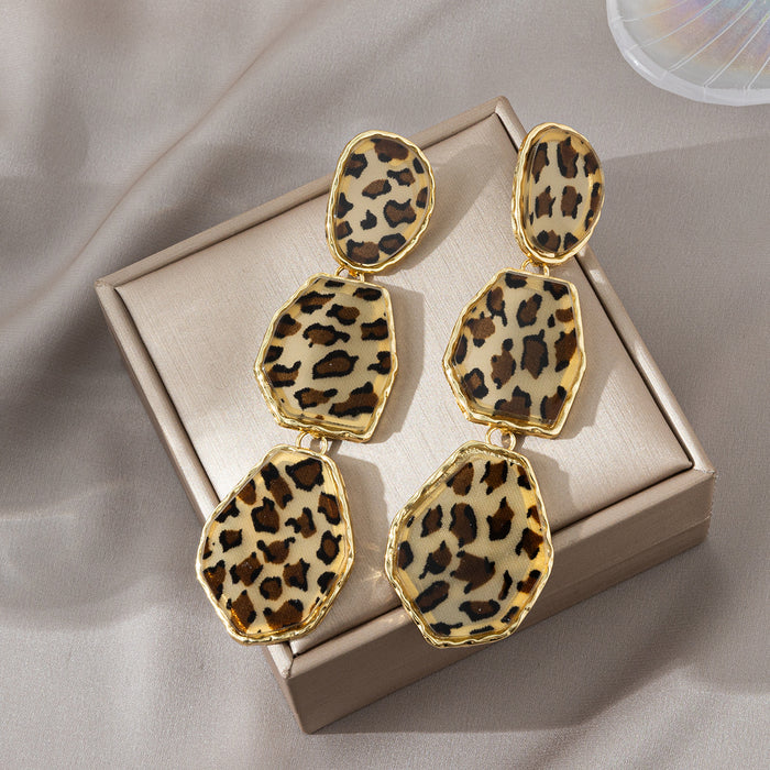 Wholesale leopard print acrylic earrings for women,  wild pattern earrings,  exaggerated earrings