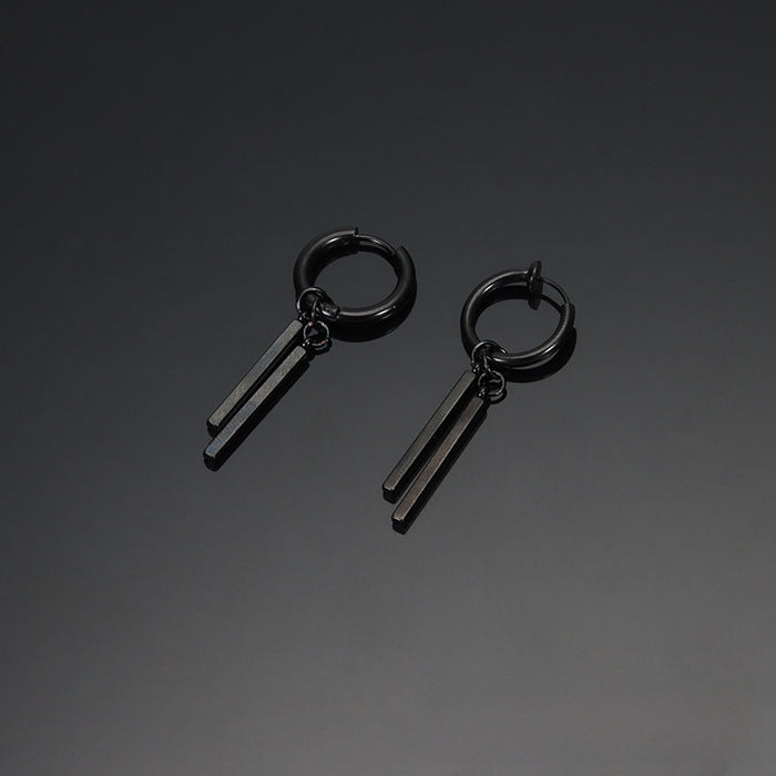 Wholesale Titanium steel earrings with high-end feel, earrings with double sticks, earrings with pendants