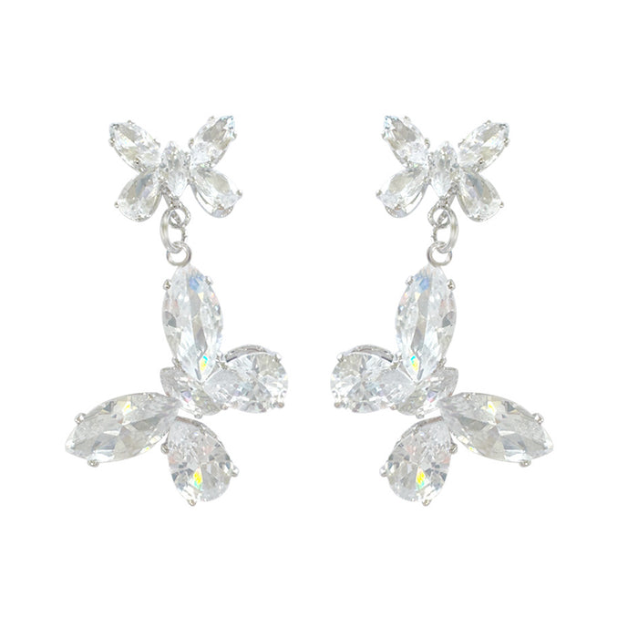 Wholesale Butterfly zircon earrings with elegant design and versatile temperament, exquisite and high-end earrings