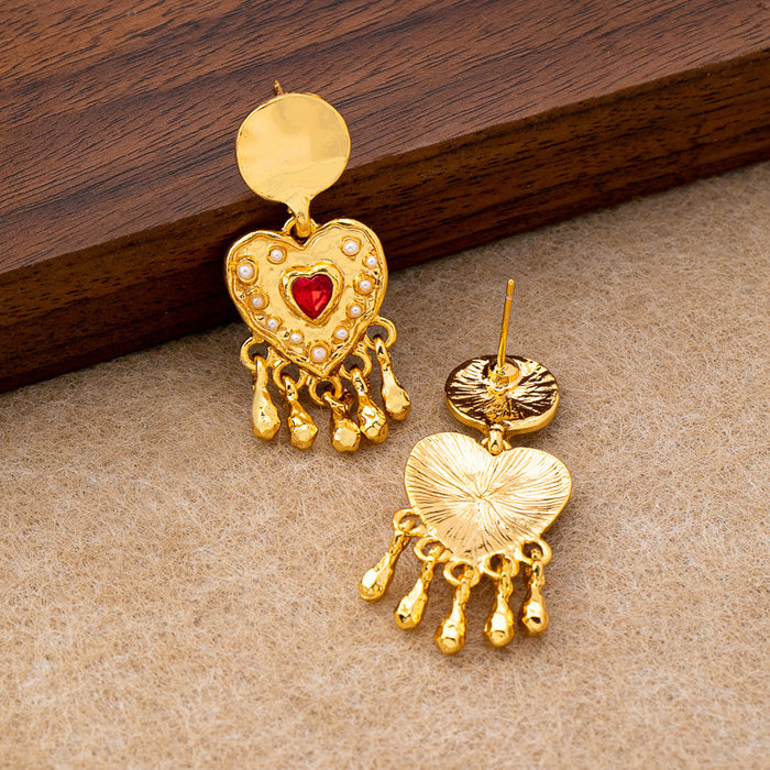 Wholesale 3D vintage black heart-shaped pearl earrings