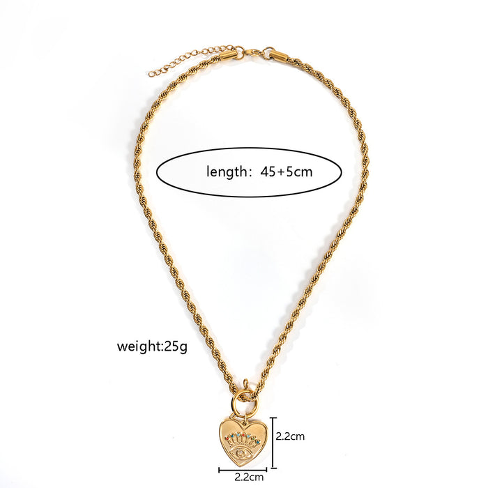 Wholesale New Personalized Design Love Stainless Steel Necklace Devil's Eye Natural Stone Lock Chain Wholesale