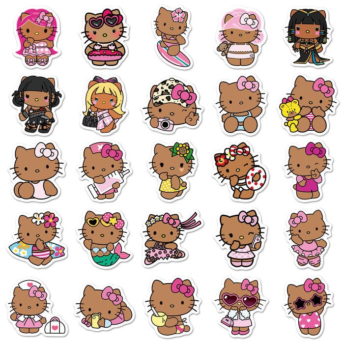 Wholesale 50pcs Black cat graffiti stickers for cute cartoon decorations for mobile phones,  notebooks,  and luggage stickers