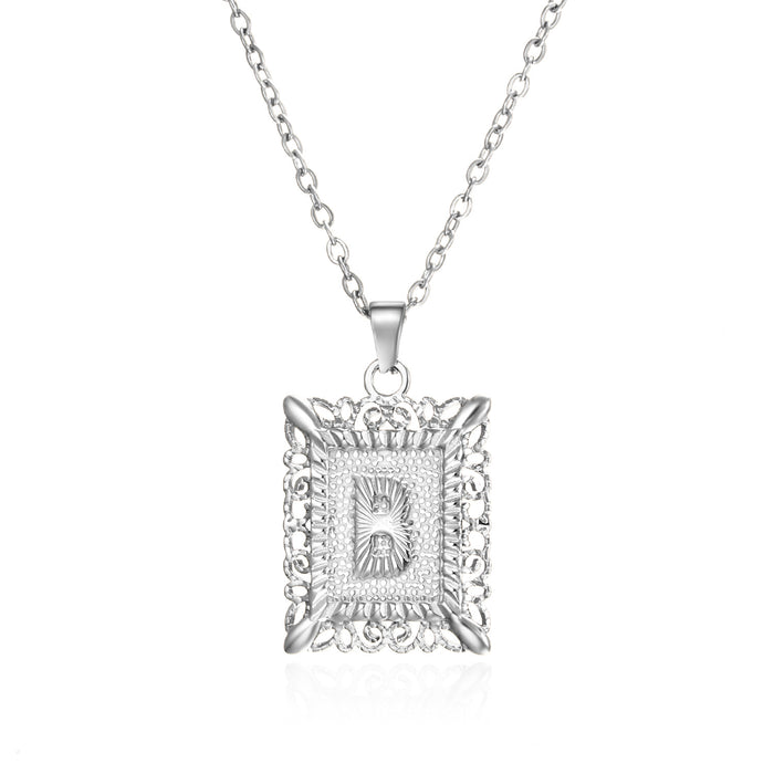 Wholesale Stainless steel necklace with letters Titanium steel colorfast hollow clavicle chain accessories