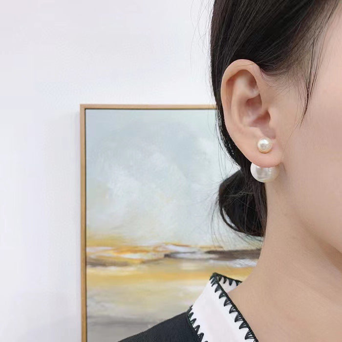 Wholesale Pearl silver earring with double-sided pearl earrings in front and back