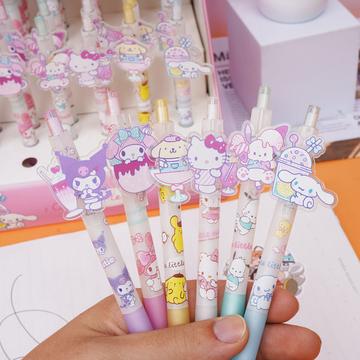 Wholesale 48 pcs Black core 0. 5mm cute cartoon sticker push-button pen