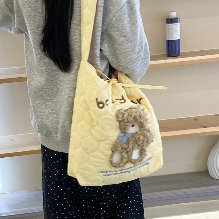 Wholesale Cute Cartoon Embroidery Shoulder Bag Autumn and Winter Large Capacity Tote Bag