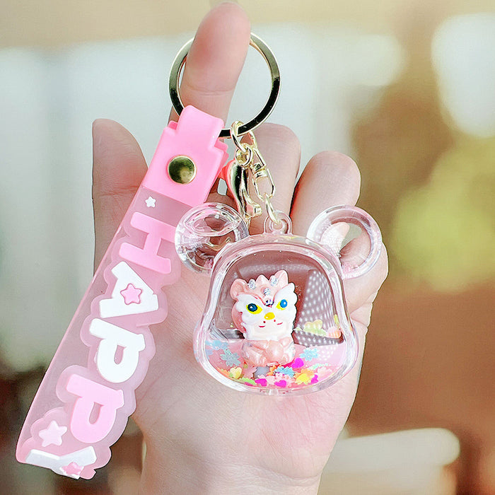 Wholesale Acrylic Cartoon Oil Quicksand Keychain JDC-KC-RunX011