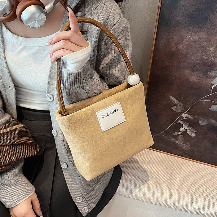 Wholesale Premium suede shoulder bag for women's casual and versatile commuting crossbody bucket bag