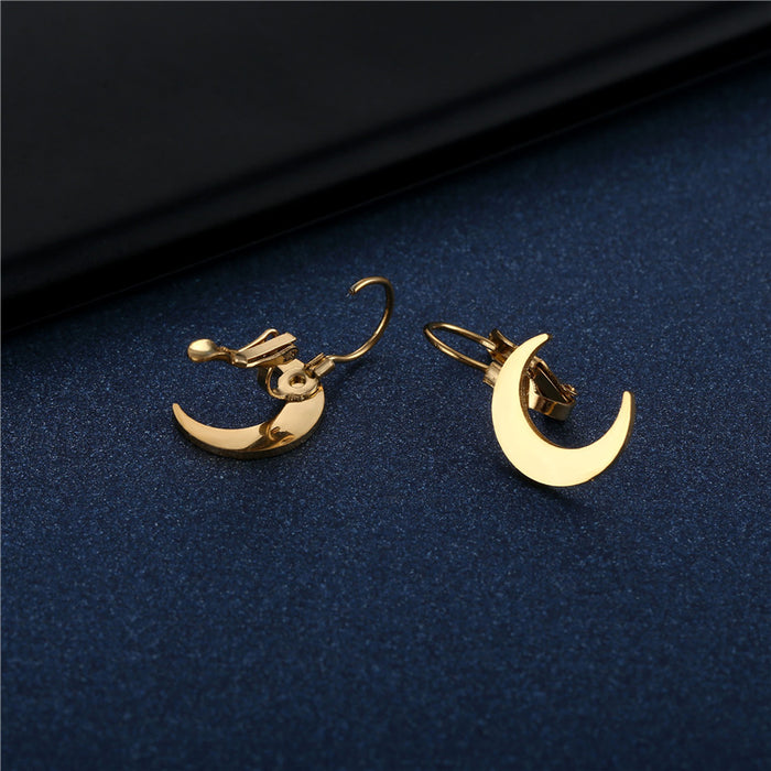 Wholesale Stainless steel ear buckle and steel decoration, simple gold smooth crescent earrings