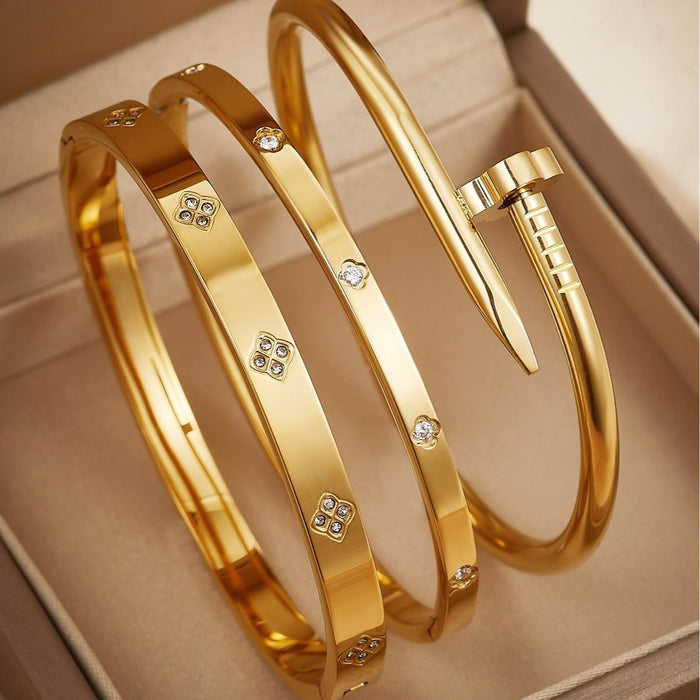Wholesale Stainless Steel Bracelet Four-Leaf Clover Zircon Bracelet Titanium Steel Bracelet