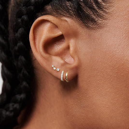 Wholesale Silver Needle Triple Diamond Earrings