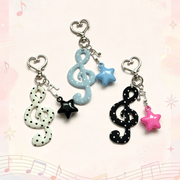 Wholesale Vintage Music Note Star Plush Keychain Bag Charm Chic Fashion Accessory