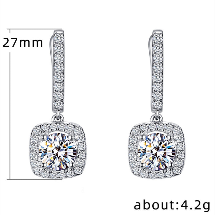 Wholesale Zircon Earrings  All-match Women' s Geometric Square Earrings Micro-inlaid Zircon All-match Earrings
