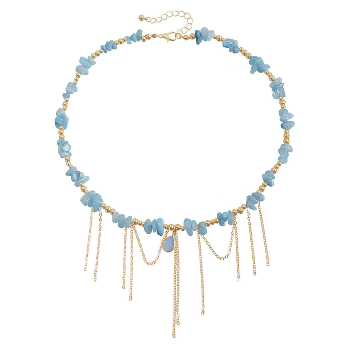 Wholesale Water Droplet Tassel Design Collarbone Necklace