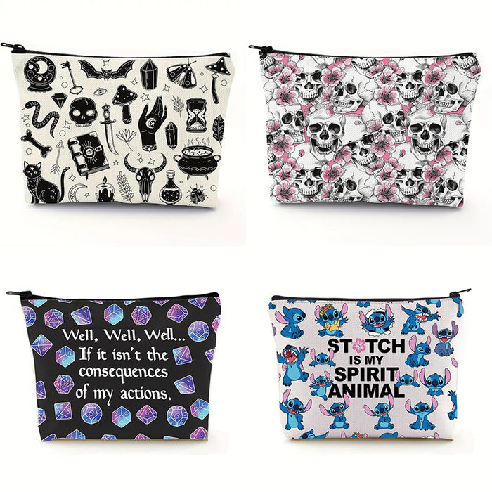 Wholesale linen double-sided printed cosmetic Makeup Bags