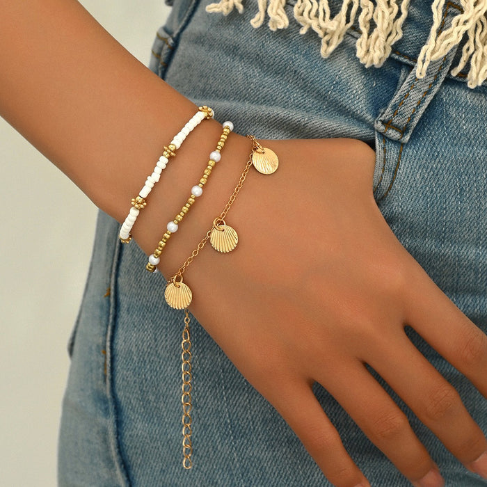 Wholesale Vintage Beaded Anklet with Shell Pendant Fashion Jewelry Accessory